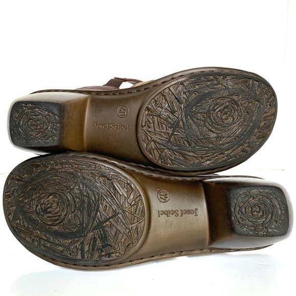 Josef Seibel European Comfort Shoe Gold/Brown Chunk Heel Slip On Size 40 - Picture 5 of 5